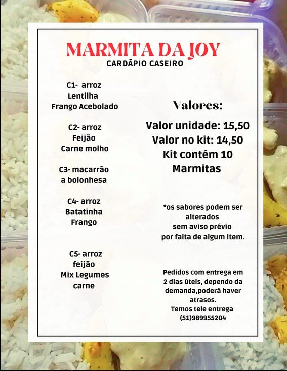 Cardápio Caseiras