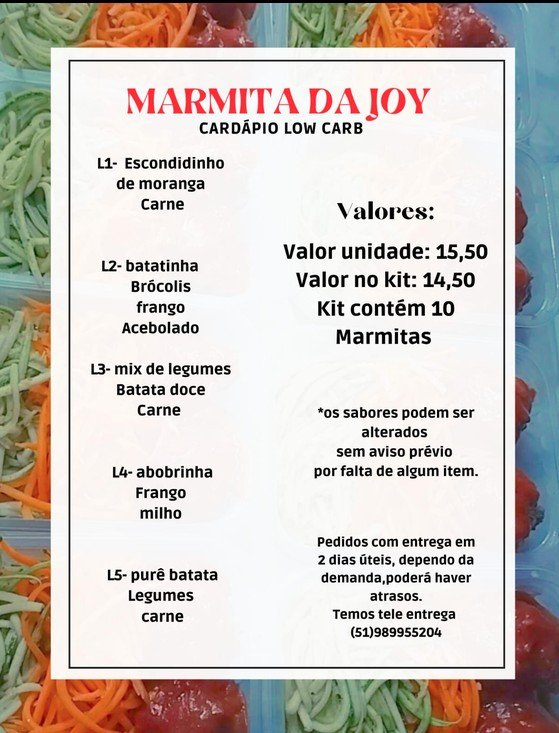 Cardápio Low carb
